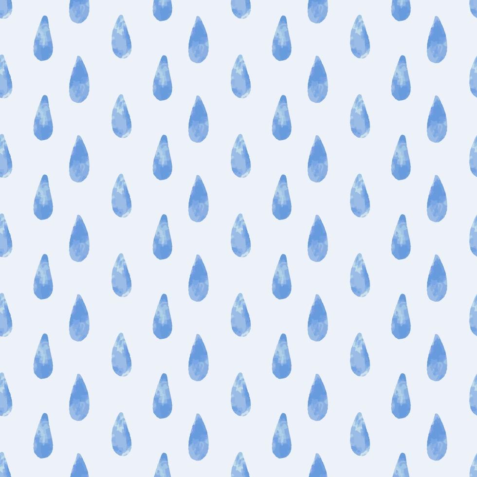 patrón sin fisuras con gotas de lluvia de acuarela azul. vector