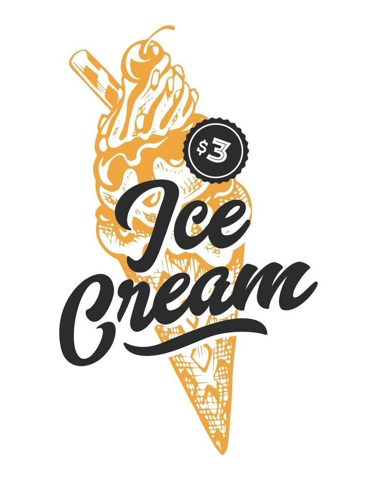 emblema retro helado vector