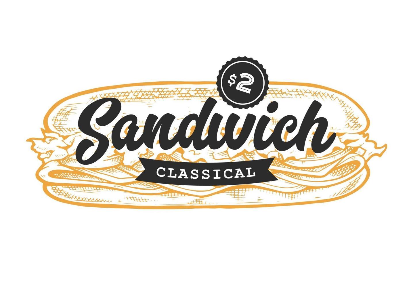 Sandwich Retro Emblem vector