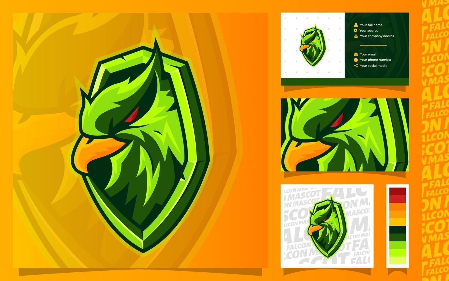 Falcon Head Mascot with Business Card Template Design vector