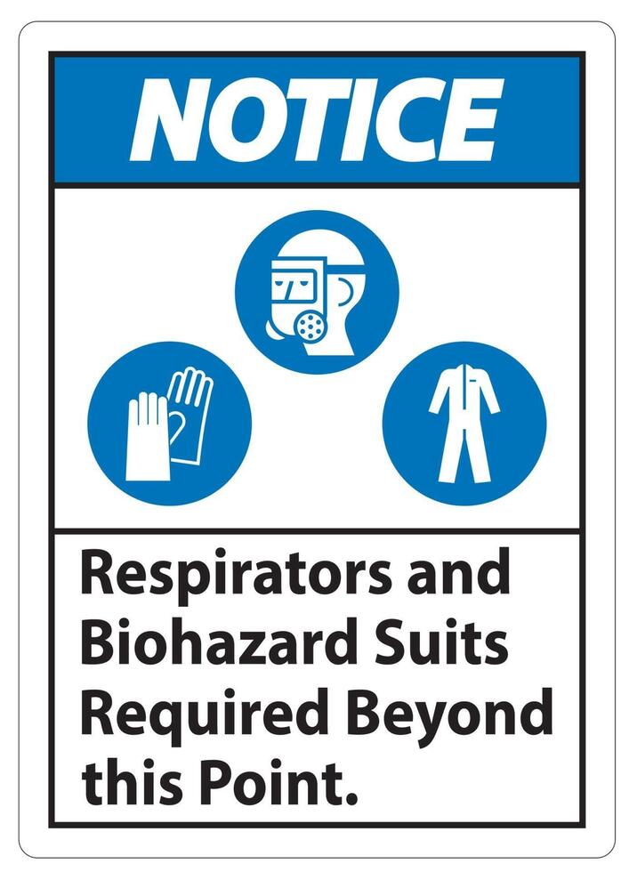 Warning PPE Sign Respirators And Biohazard Suits Required vector