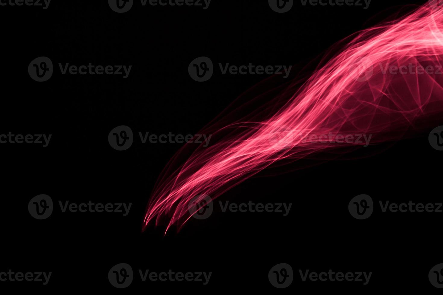 Glowing abstract curved light red and pink lines photo