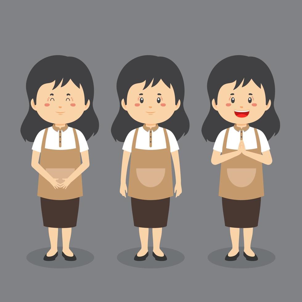 Barista Coffee Character with Various Expression vector