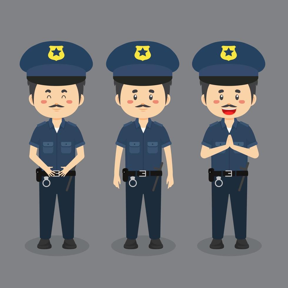 Policeman Character with Various Expression vector