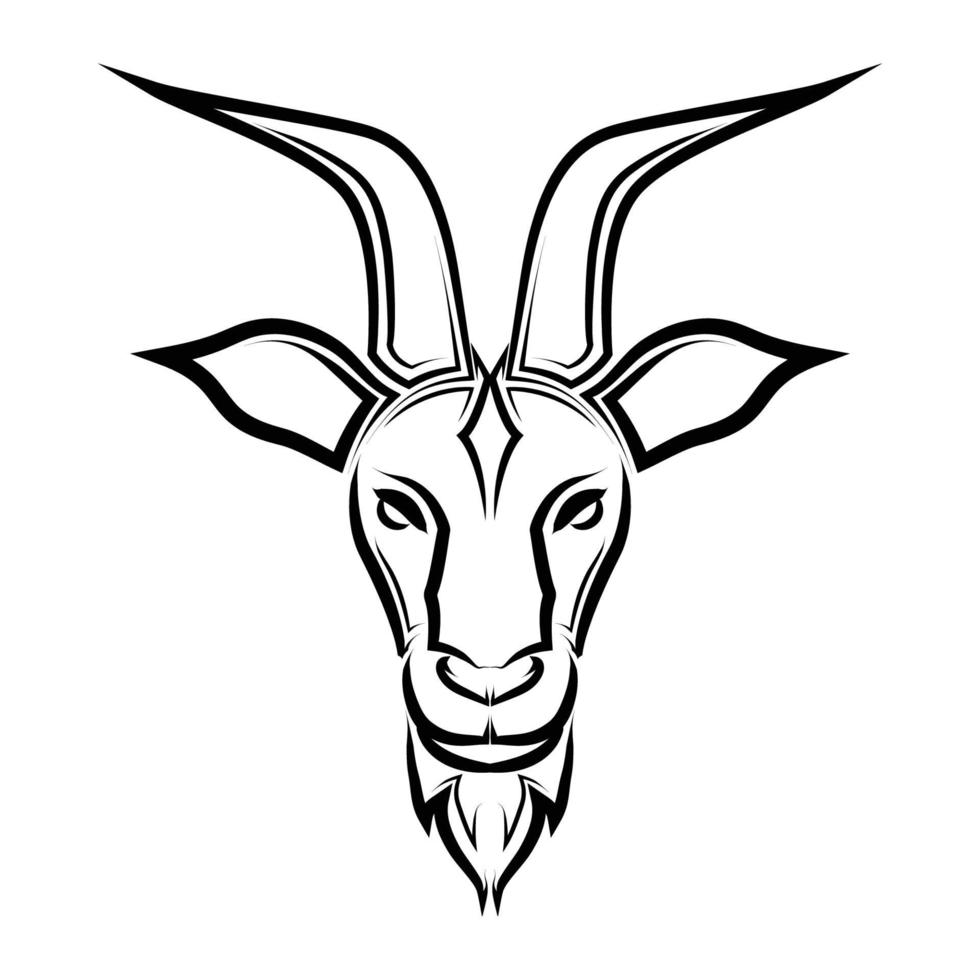 Black and white line art of goat head. vector