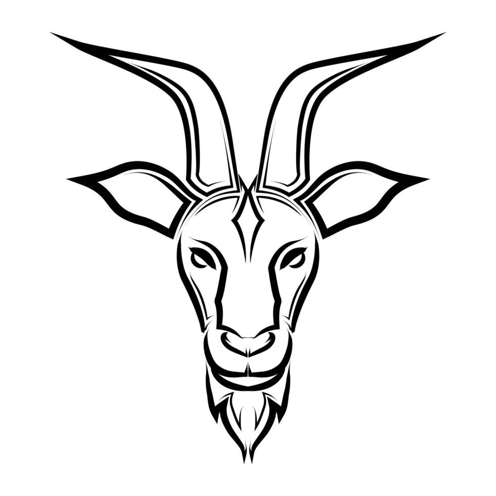 Black and white line art of goat head. vector