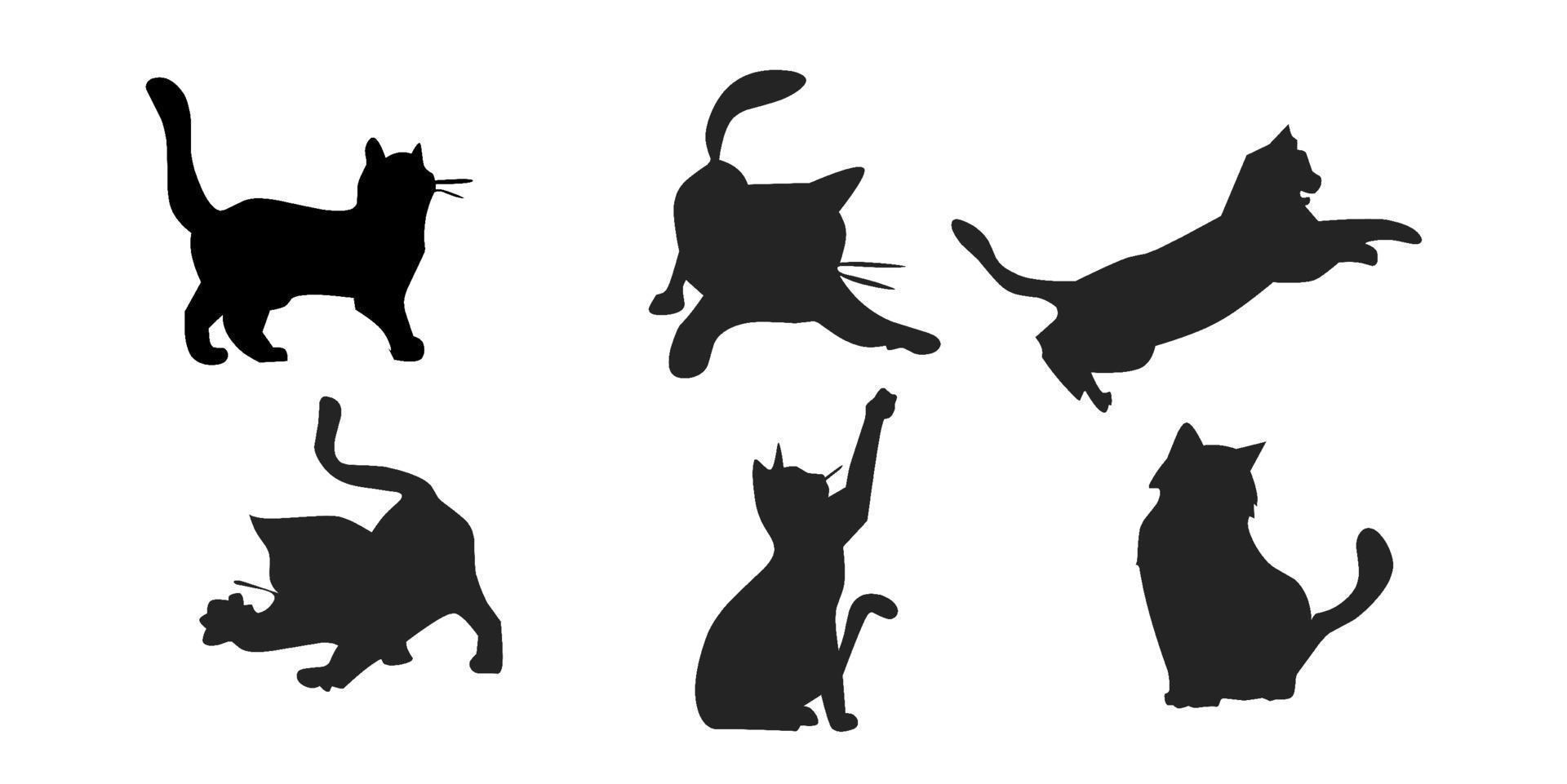 cute cat silhouette illustration vector