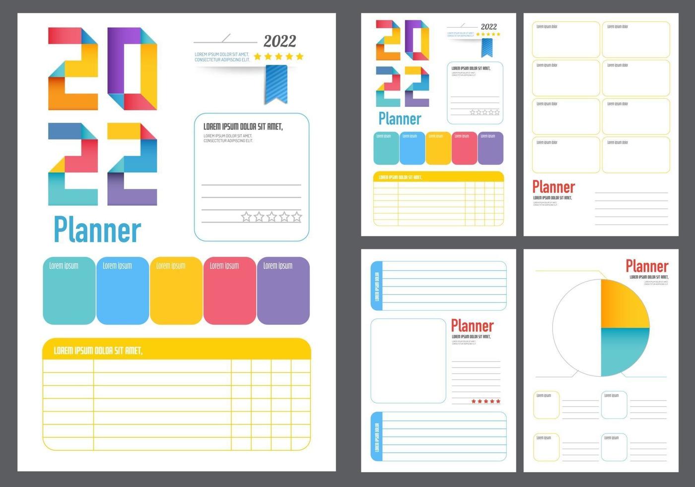 planners 2022. Monthly, weekly, daily planner template. vector