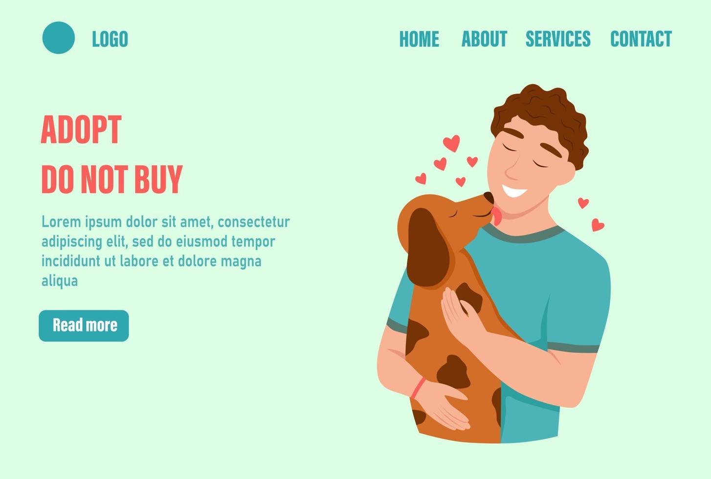 Adopt do not buy landing page vector template