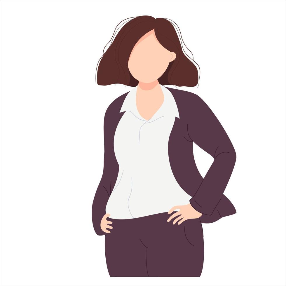 Cute business girl hands on the belt vector