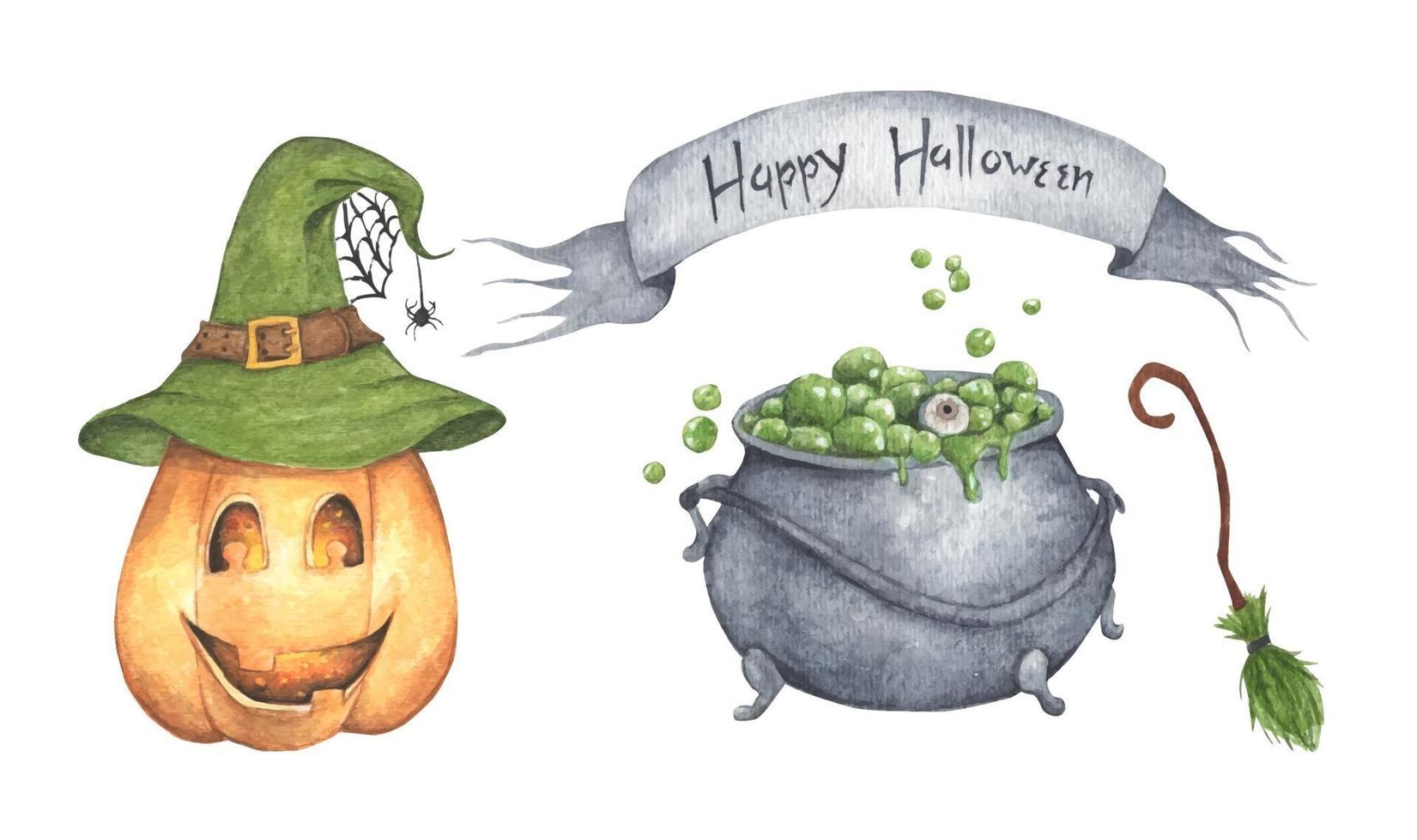 Watercolor Halloween set. vector