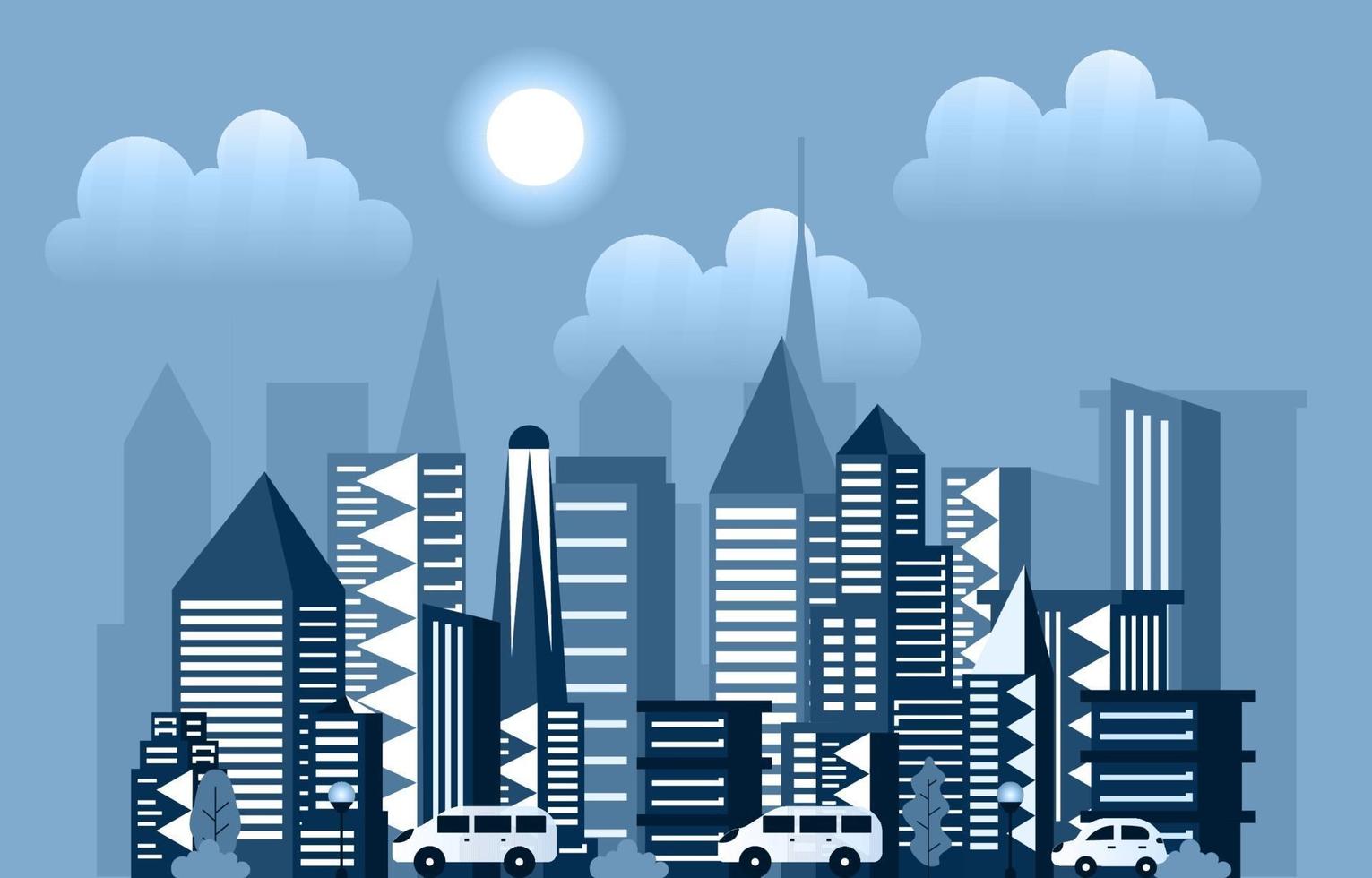 Day Sun Modern City Skyscraper Building Cityscape Skyline Illustration vector