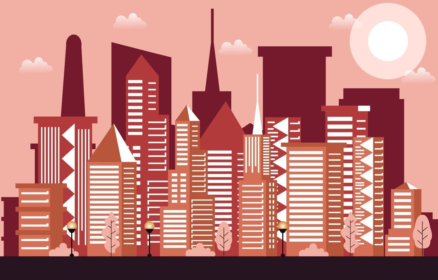 Day Sun Modern City Skyscraper Building Cityscape Skyline Illustration vector