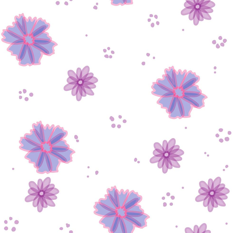 lindo, pastel, patrón, violeta, flores, línea, garabato, seamless, plano de fondo vector