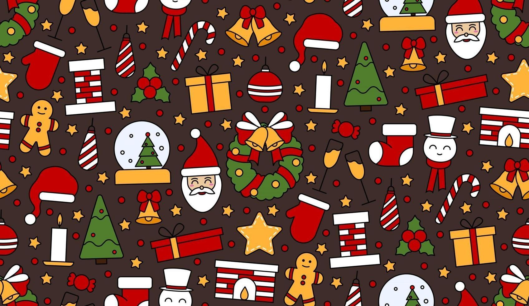 Seamless repeating pattern with Christmas and Happy New Year symbols vector