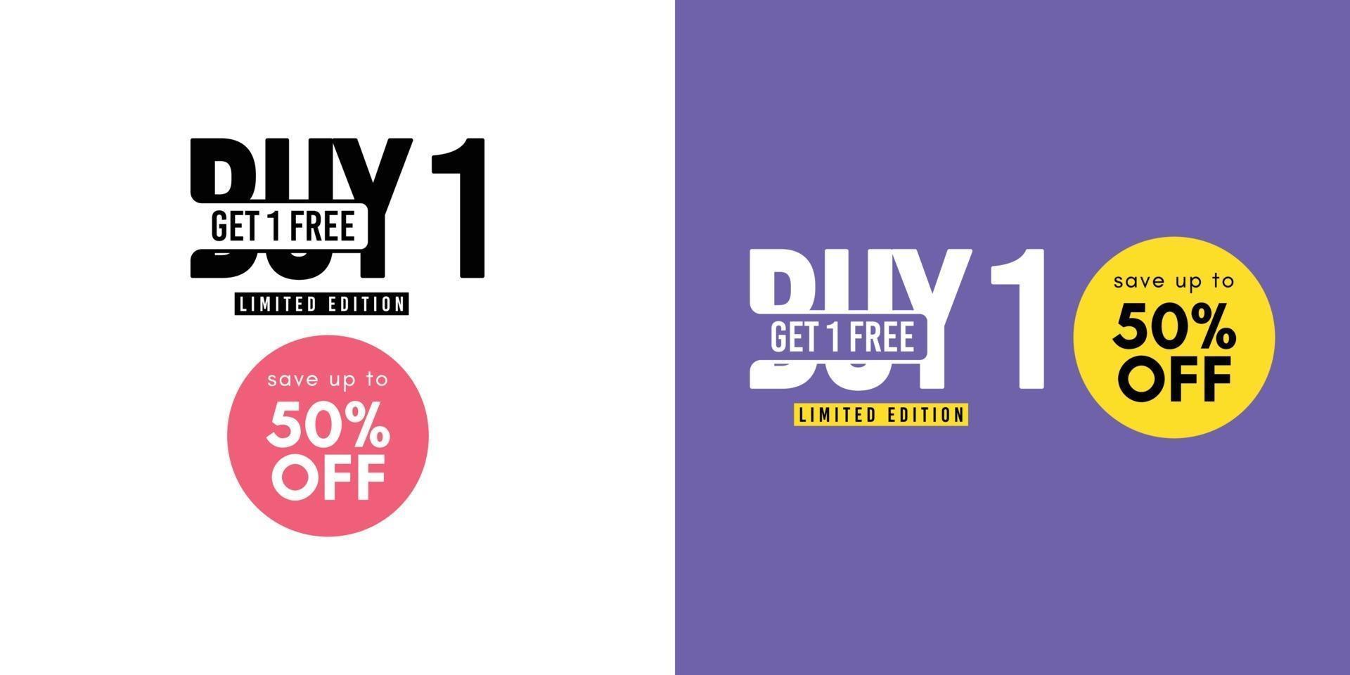 Buy 1 Get 1 Free sale banners template. vector