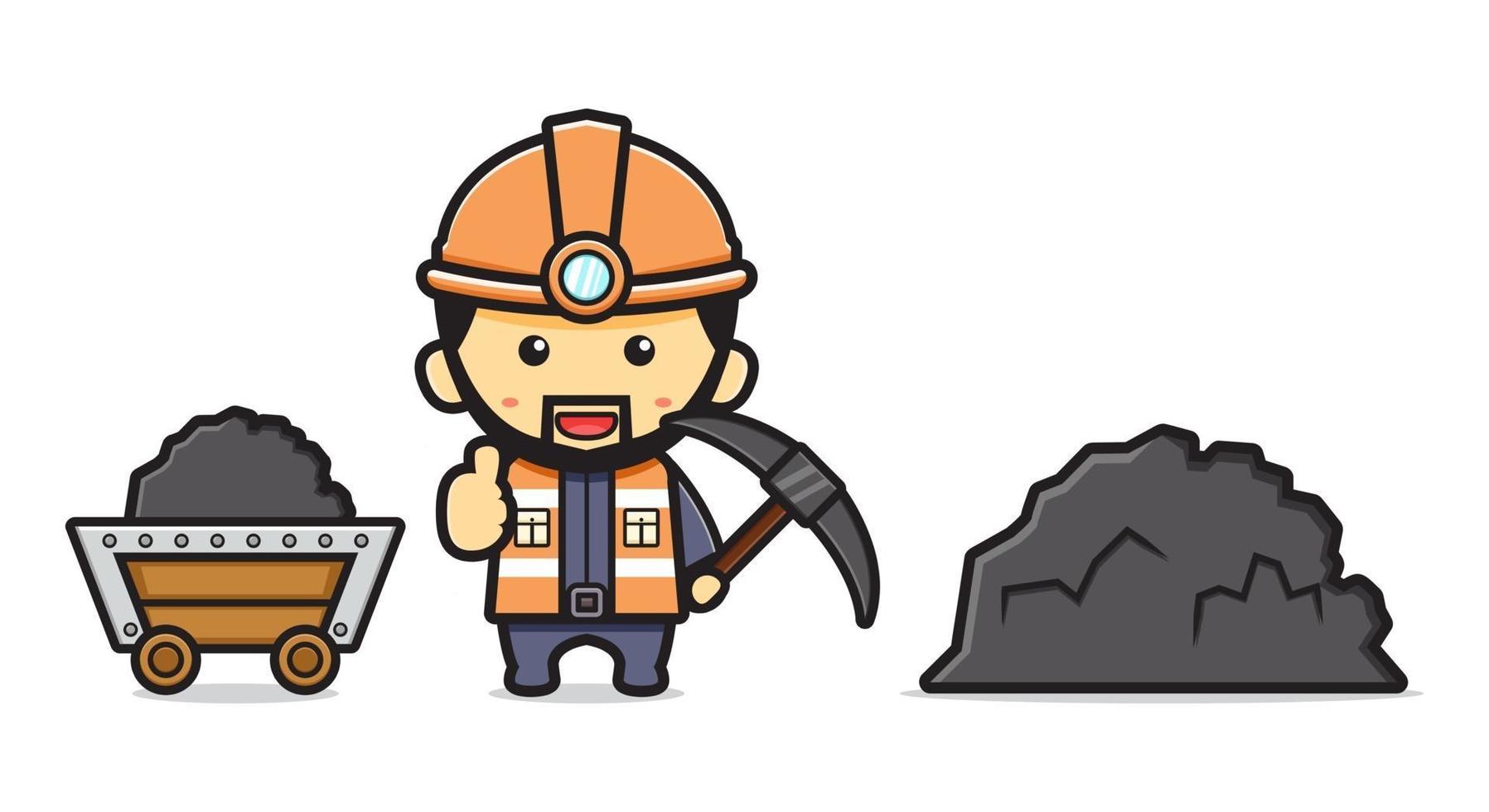 Miner digging mine cartoon icon vector illustration