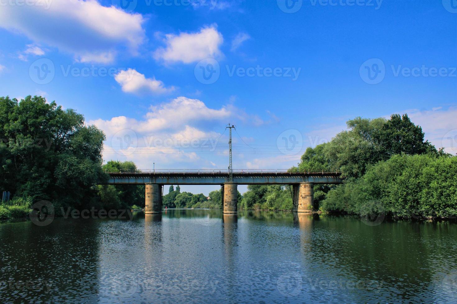 Bridge crossing Ems river close to the city of Rheine in Germany photo