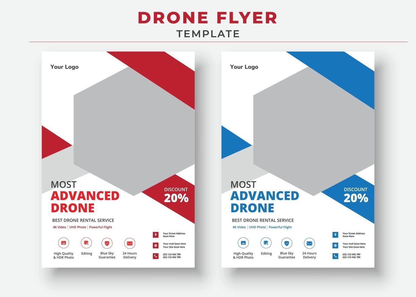 plantilla de volante de drones, el folleto de servicios de drones más avanzados vector