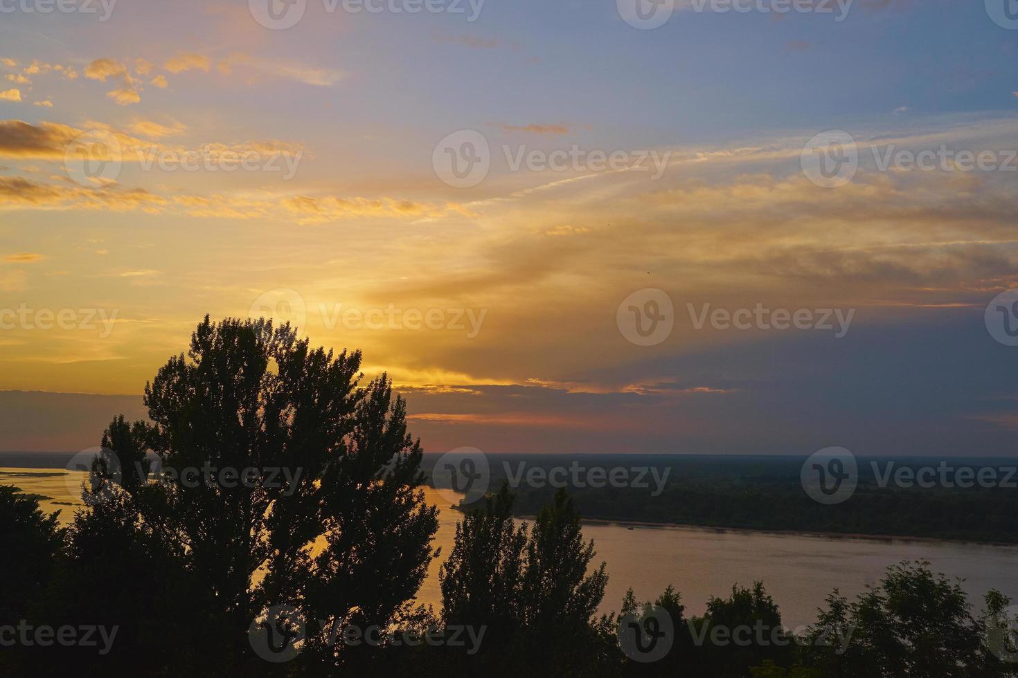 Colorful sunset on the Volga River in Nizhny Novgorod, Russia. photo