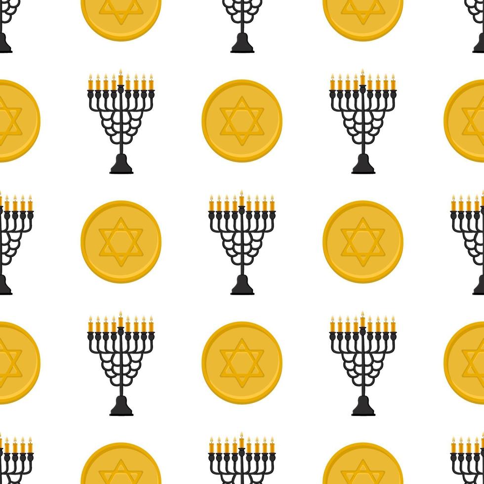 Illustration on theme big colored pattern menorah vector