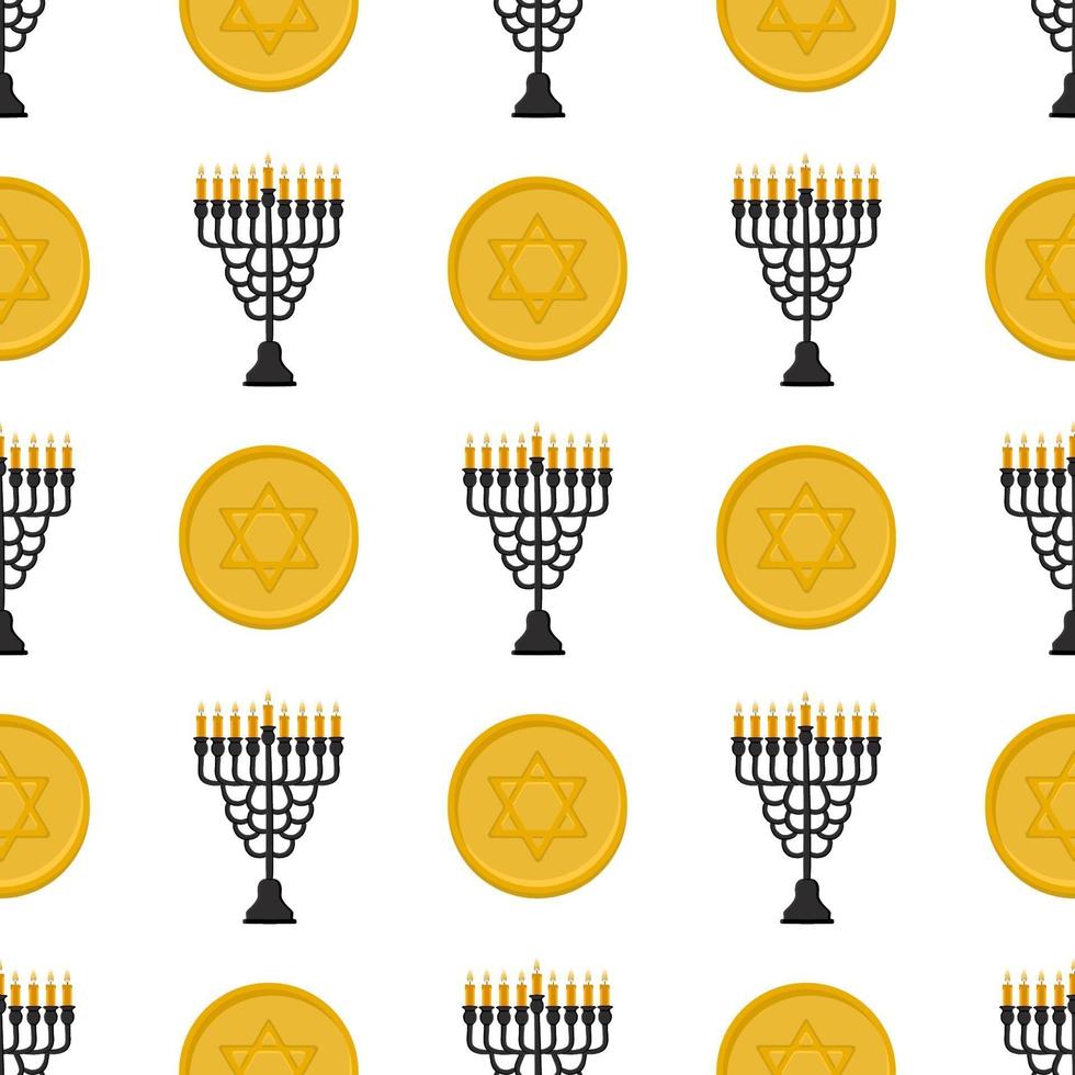 Ilustración sobre el tema de la menorah de patrón de colores grandes vector