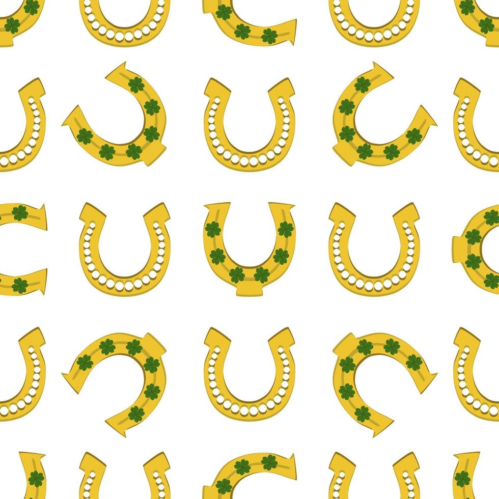 Irish holiday St Patrick day, seamless horseshoes vector