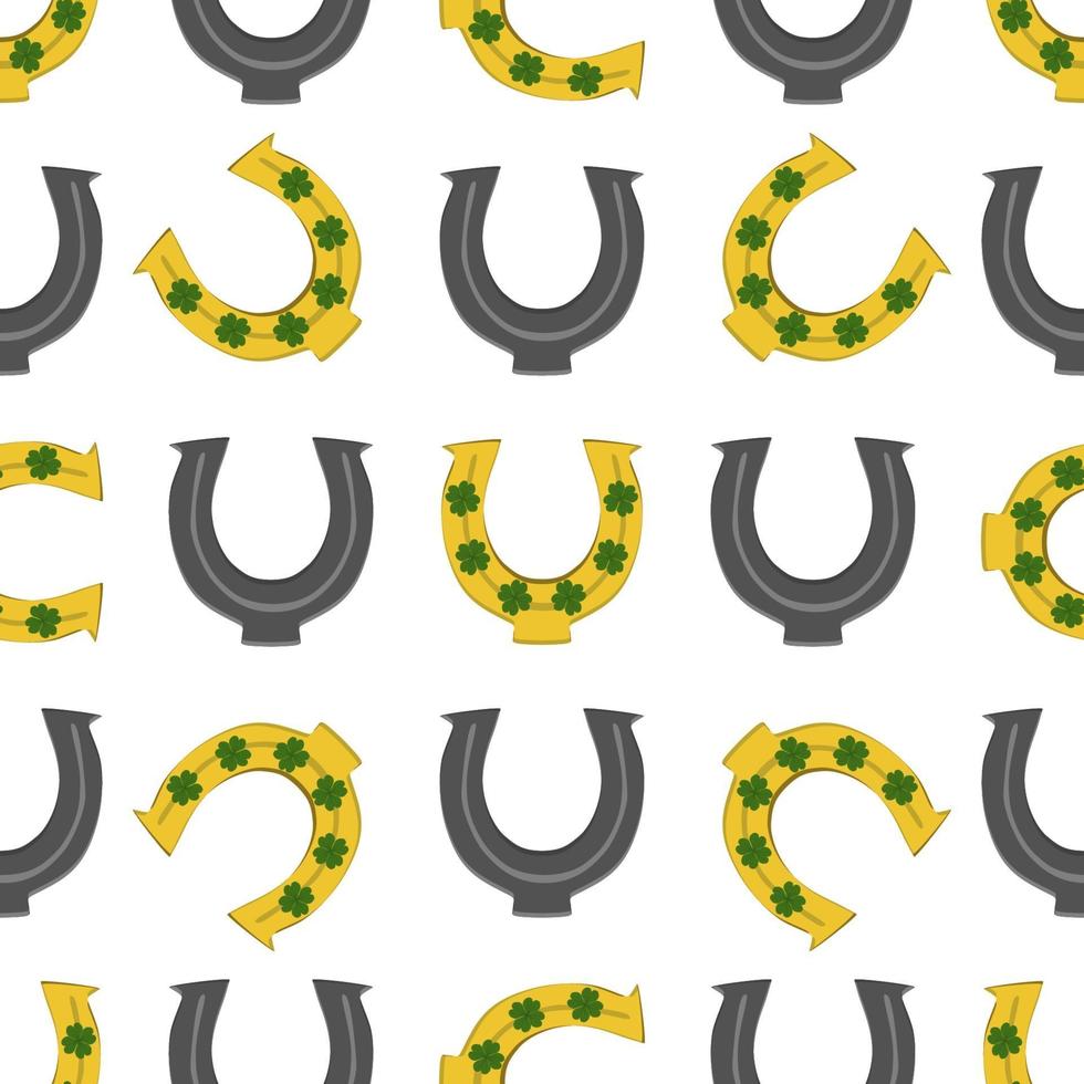 Irish holiday St Patrick day, seamless horseshoes vector