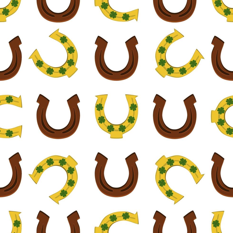 Irish holiday St Patrick day, seamless horseshoes vector