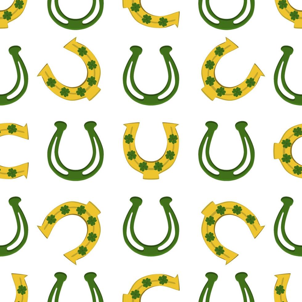 Irish holiday St Patrick day, seamless horseshoes vector