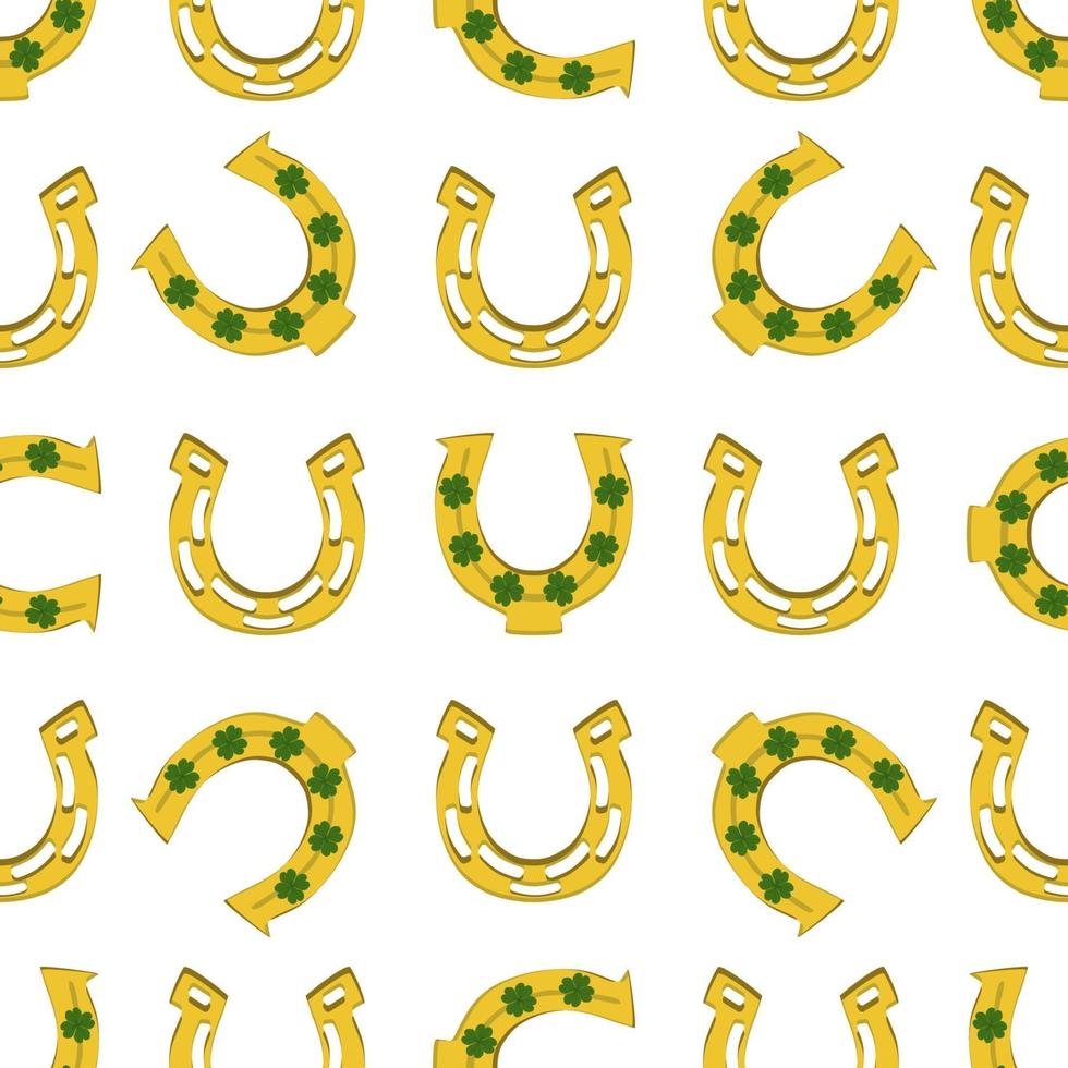 Irish holiday St Patrick day, seamless horseshoes vector