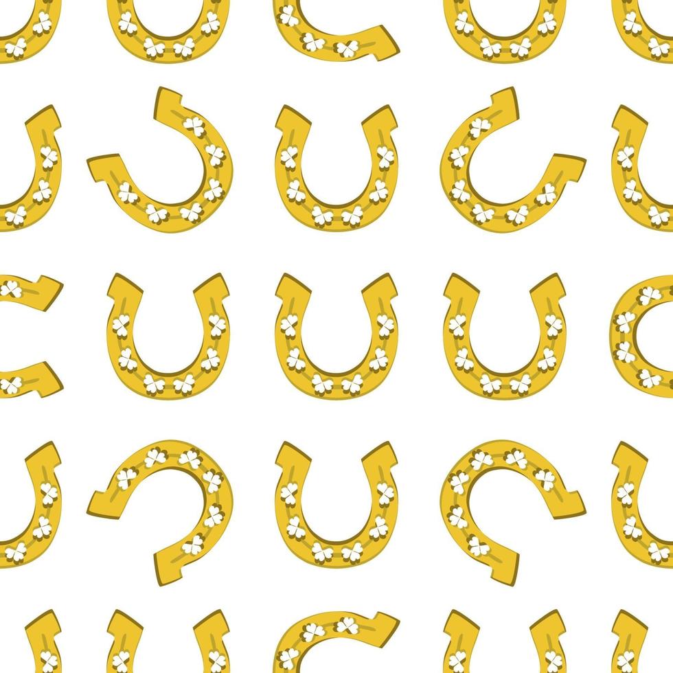 Irish holiday St Patrick day, seamless horseshoes vector