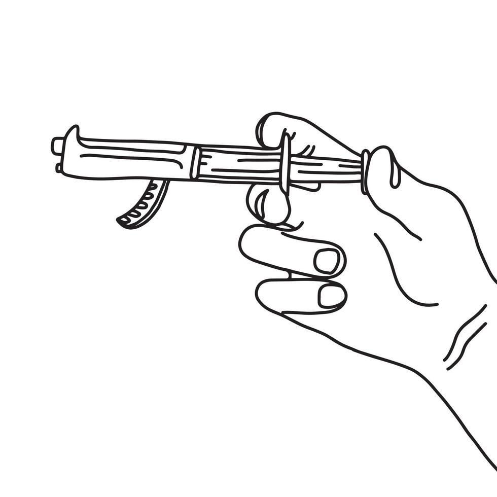 metaphor hand using syringe with the gun vector