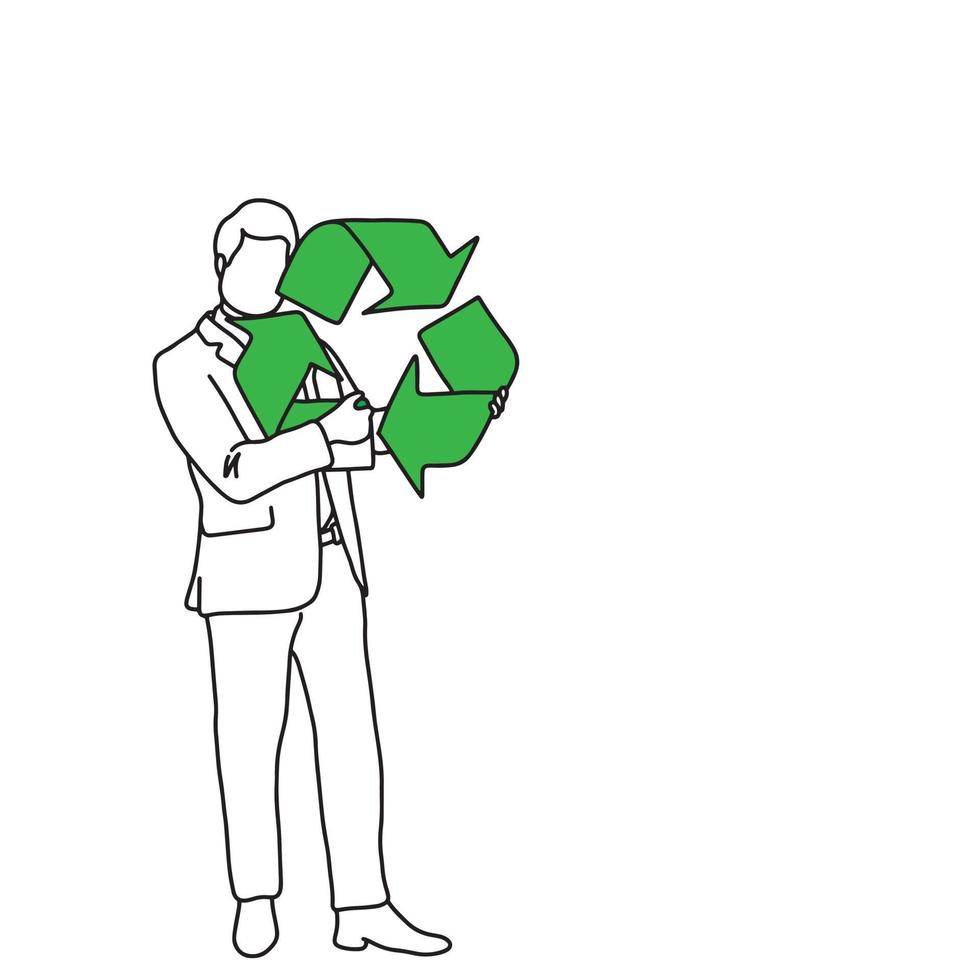 Businessman holding recycling sign vector