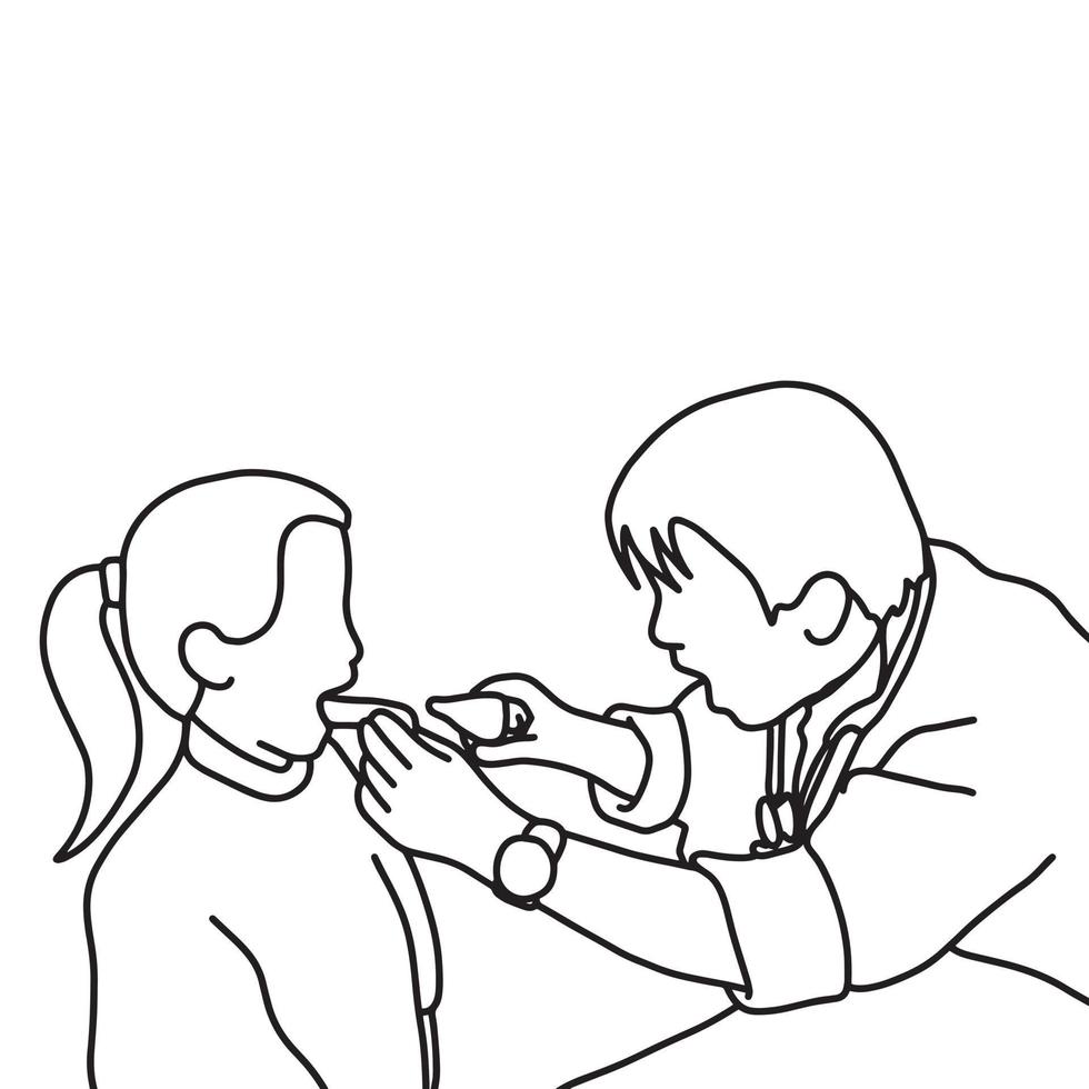 Girl open mouth ready for dentist examination vector