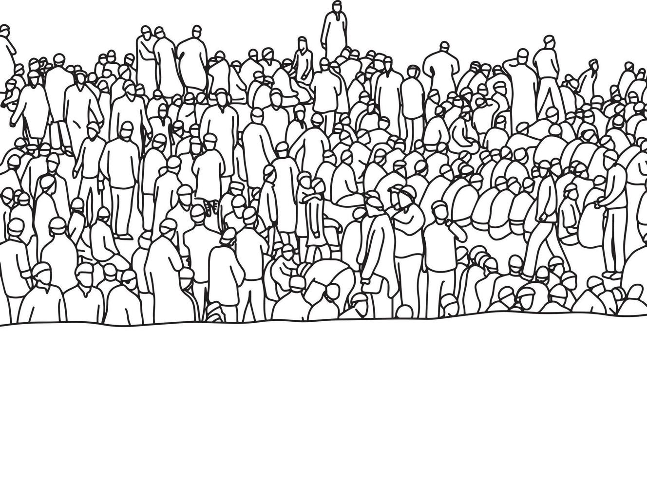 Muslim people in crowd vector illustration