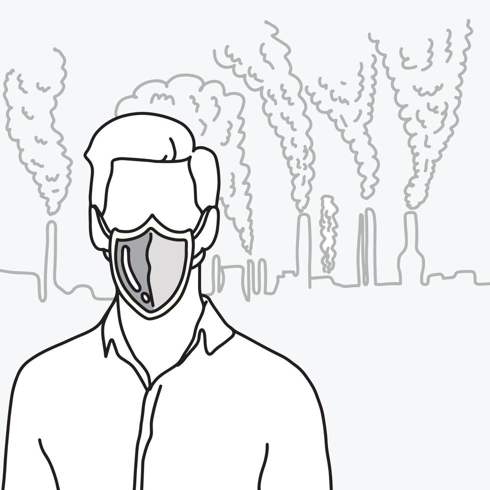 metaphor man using shield as a disposable face mask vector