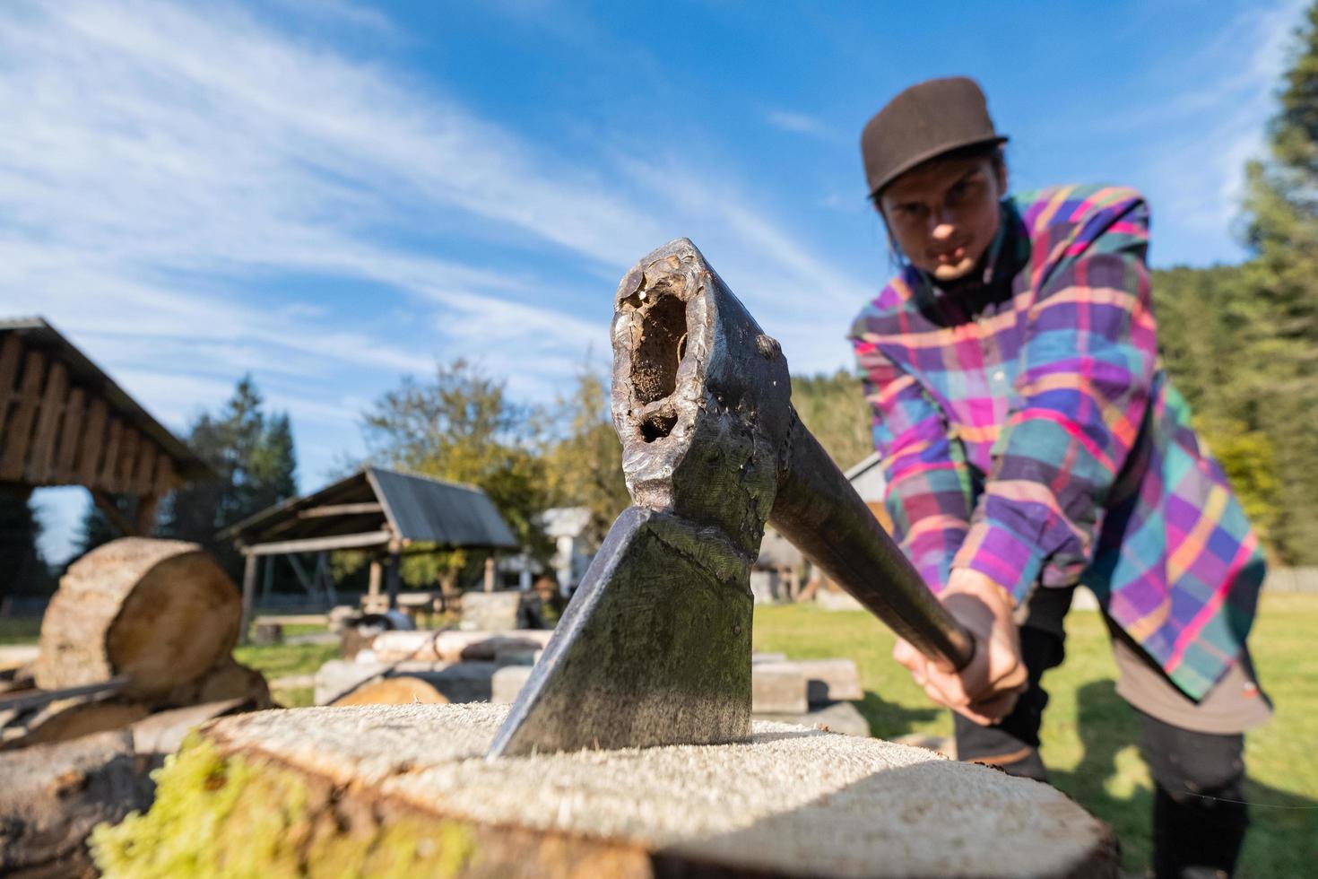Lumberjack on the farm photo