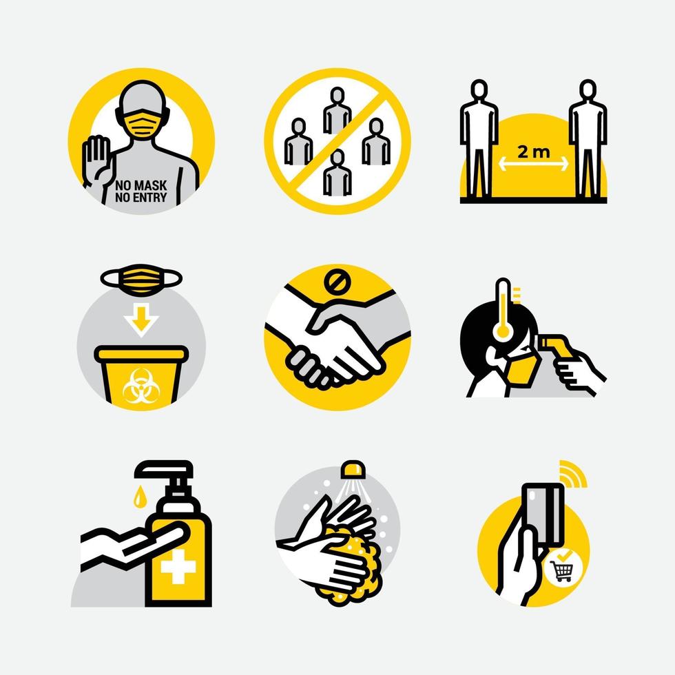 New Normal Protocol Public Sign Icons vector