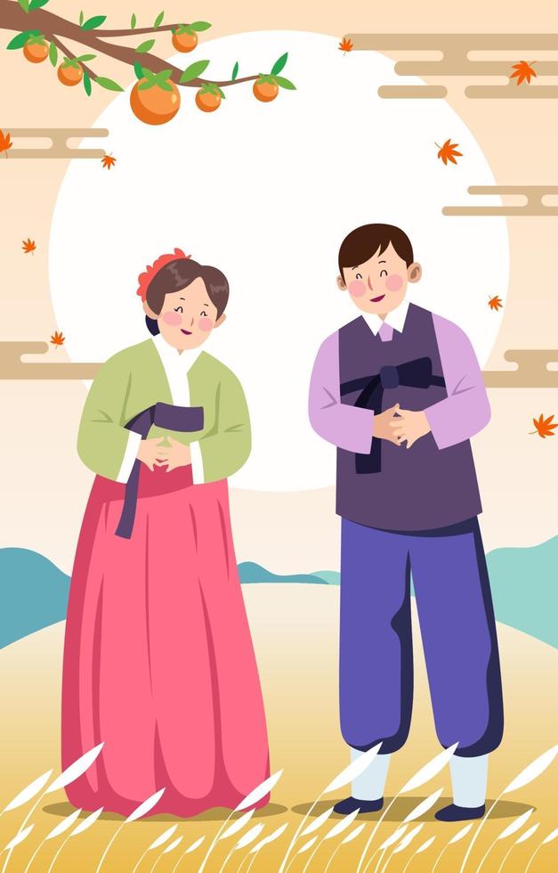 feliz día de acción de gracias coreano chuseok vector