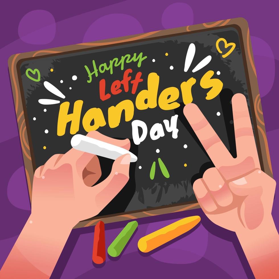 Chalk Drawing Left Handers Celebration Day vector