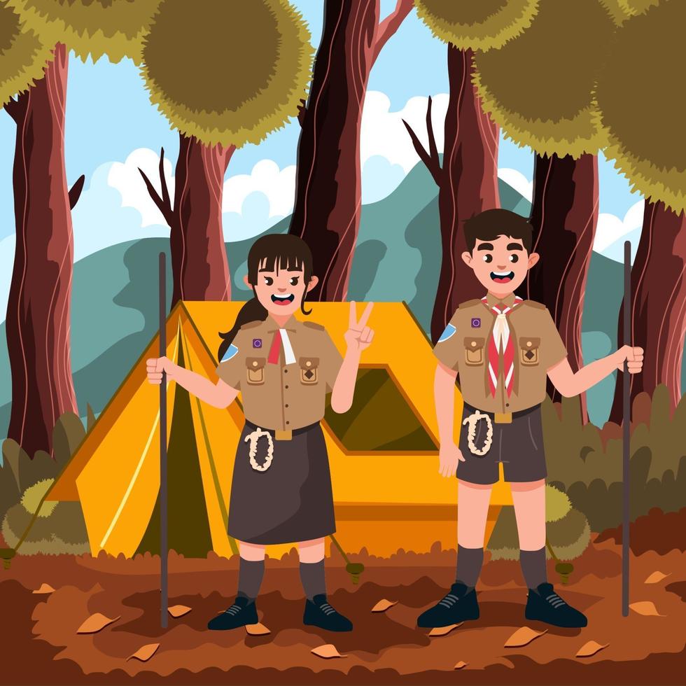 Pramuka Scout Fun Camp Forest vector