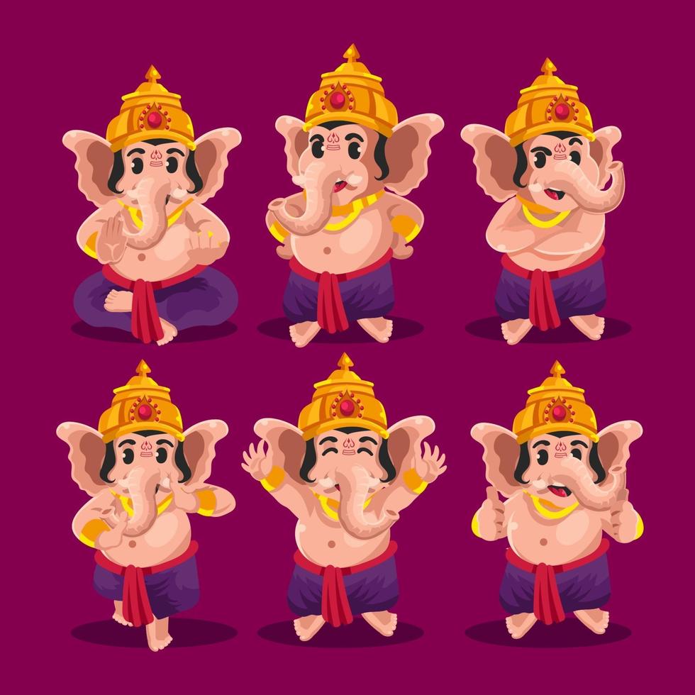 ganesh caturthi divertido juego de caracteres de la india vector