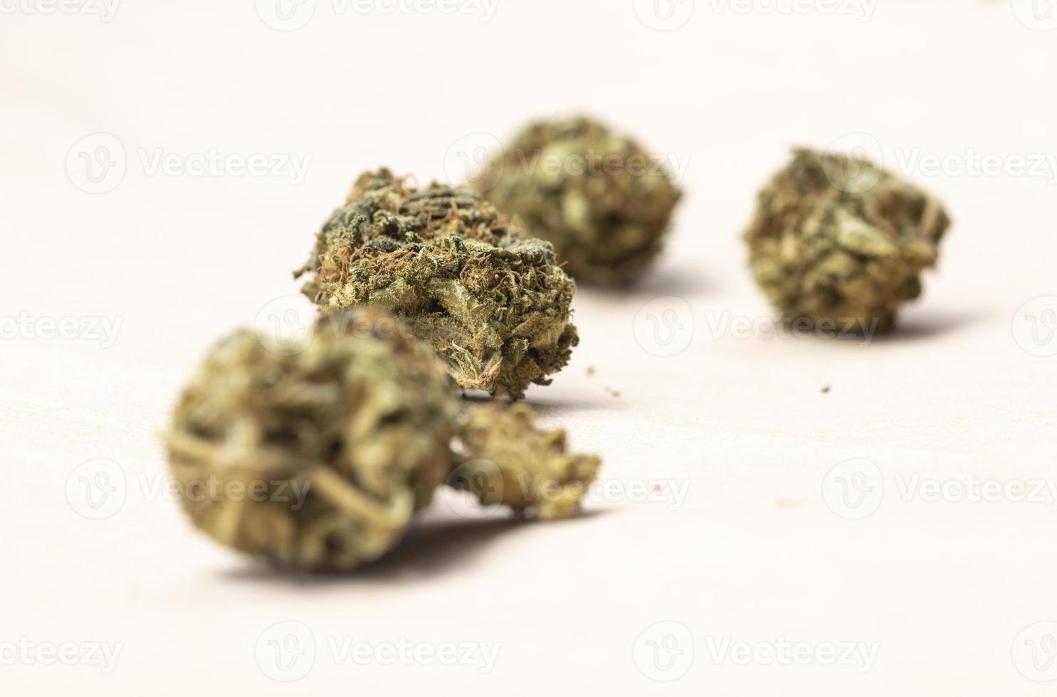 Legal Marijuana flowers on paper background photo