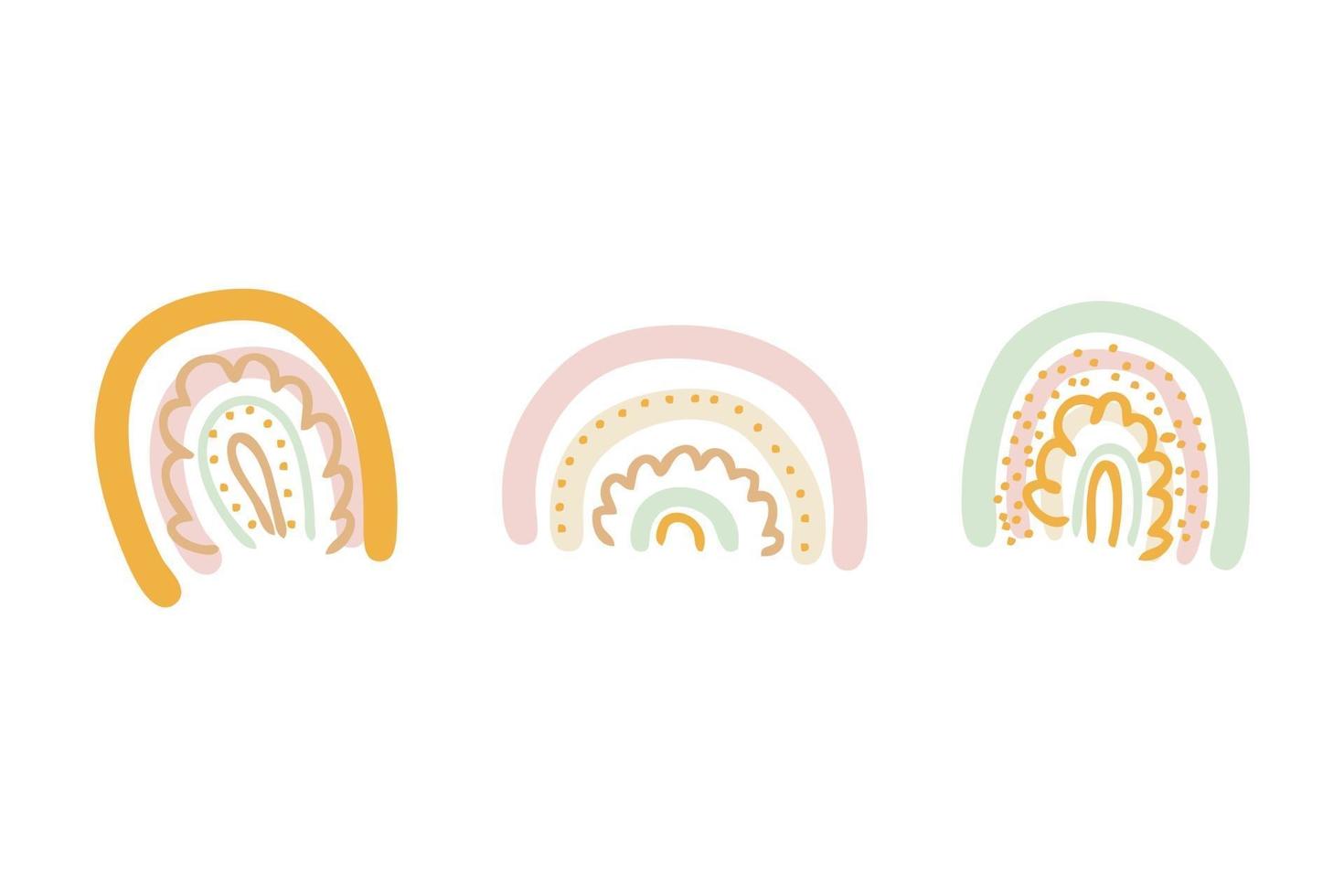 colección de vectores de doodle de arco iris multicolor
