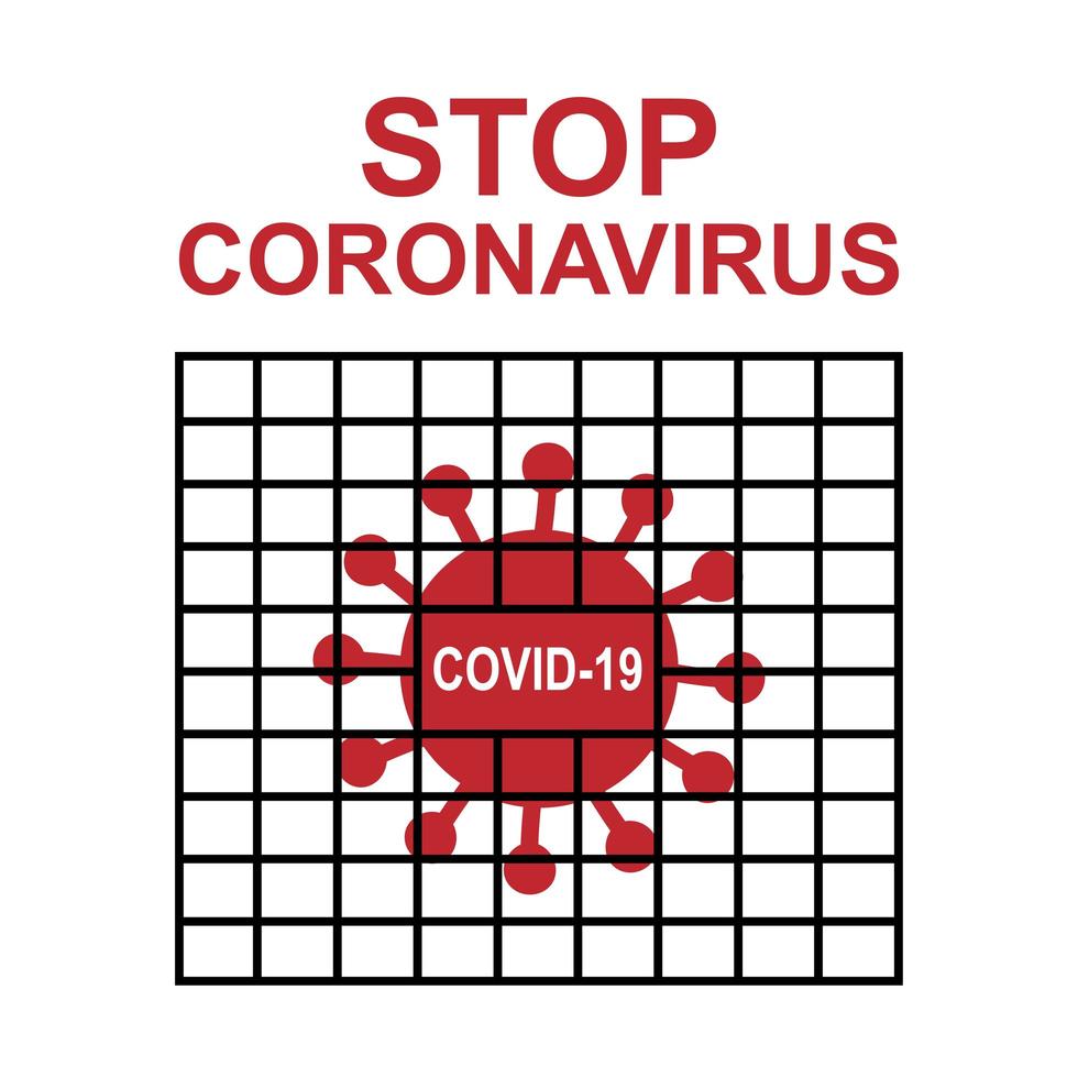 dibujado a mano covid 19 bacterias en jaula con cita detener coronavirus vector