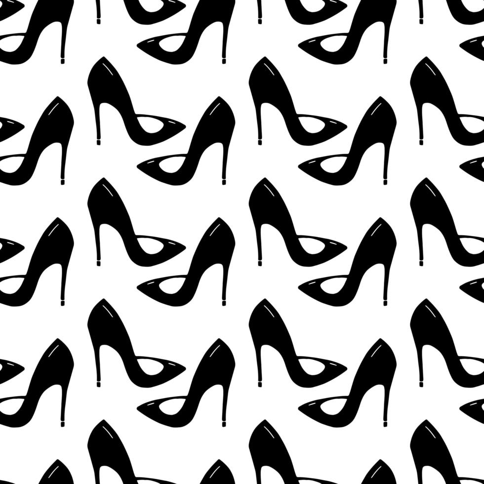 Seamless pattern made from doodle stilettos shoes vector