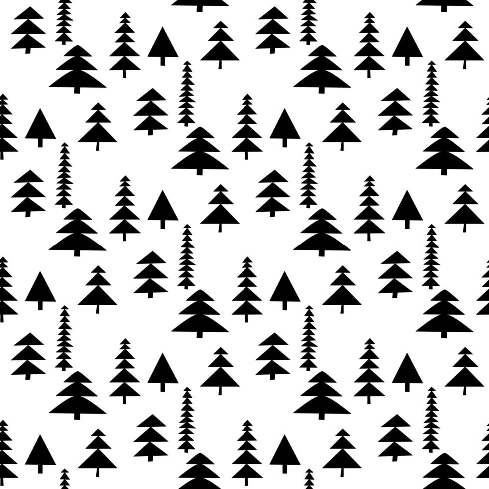 Seamless pattern made from doodle abstract fir trees vector