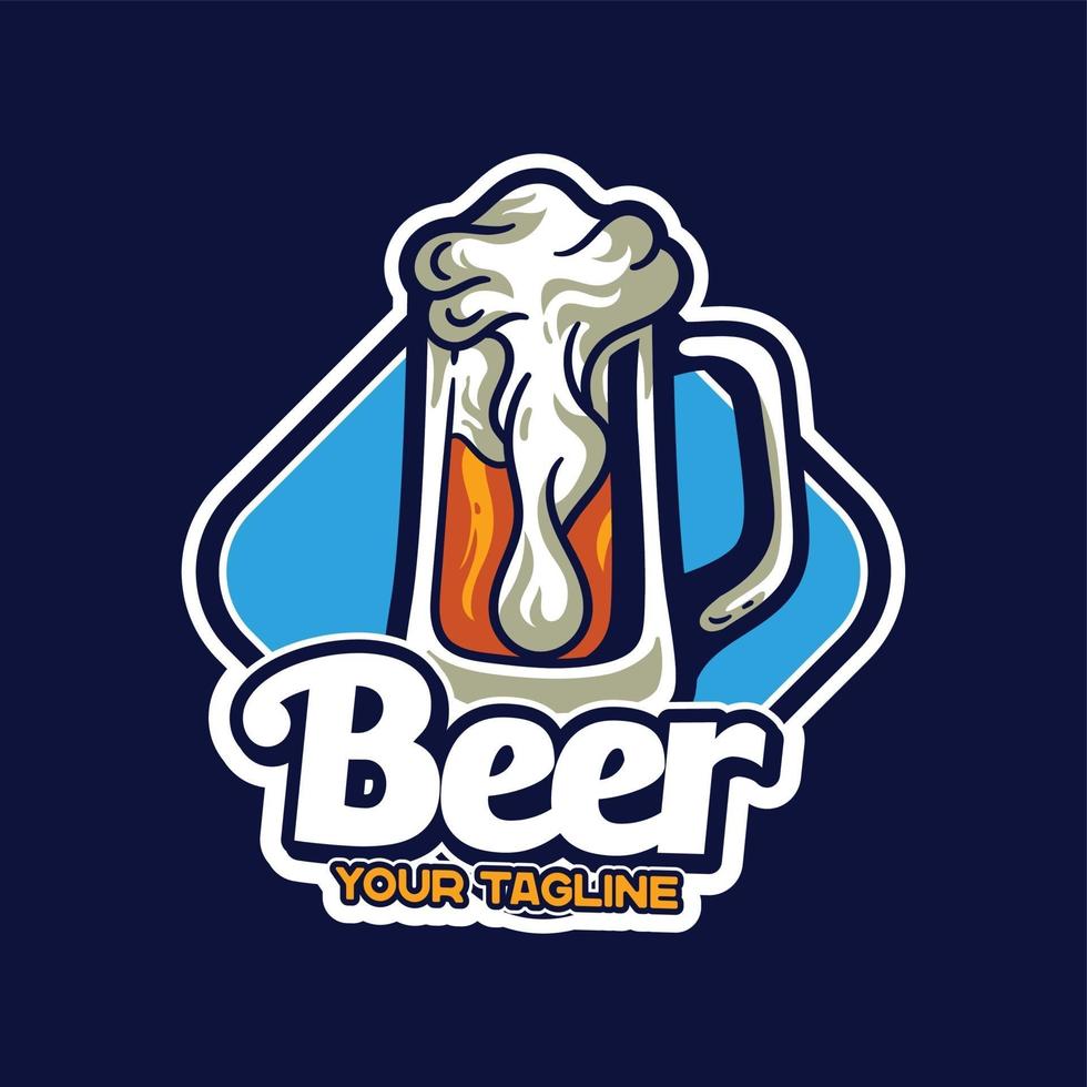 personaje de logotipo de mascotas de cerveza vector