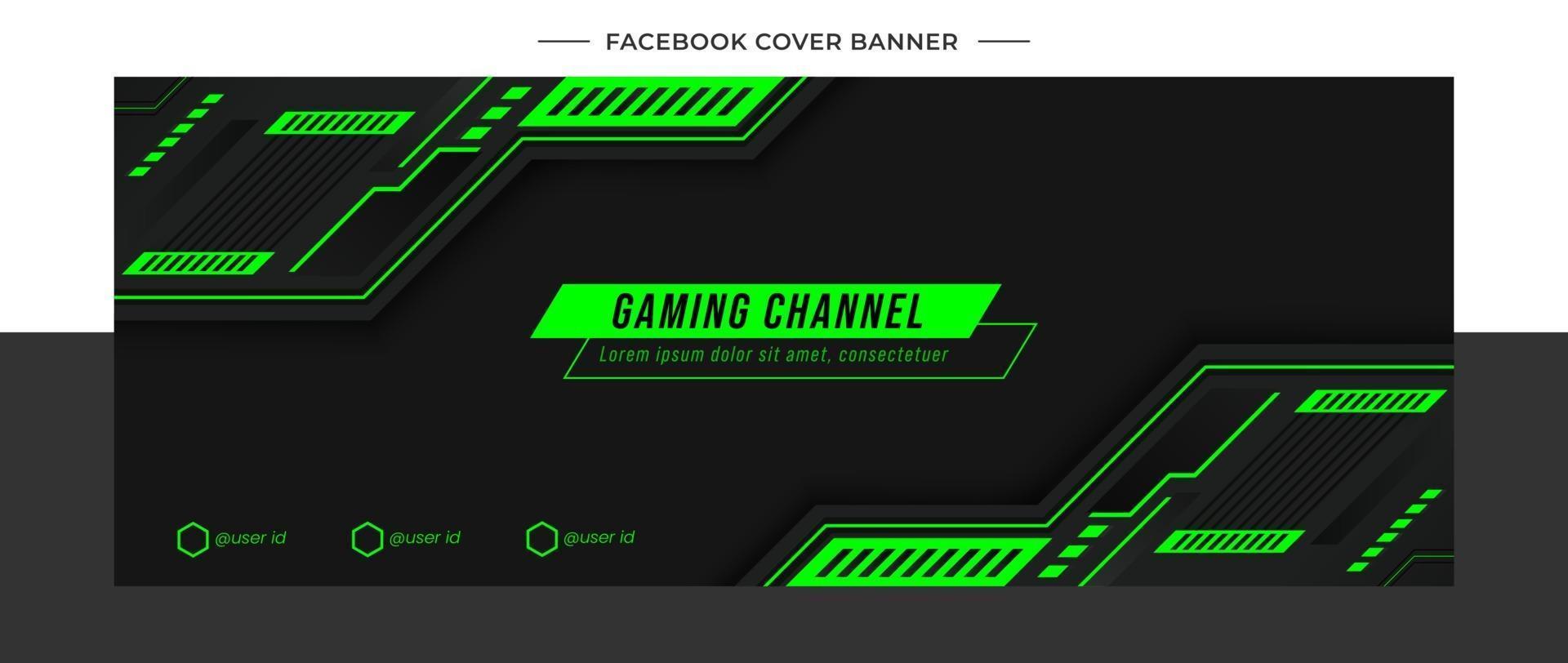 futuristic green gaming background header social media template vector